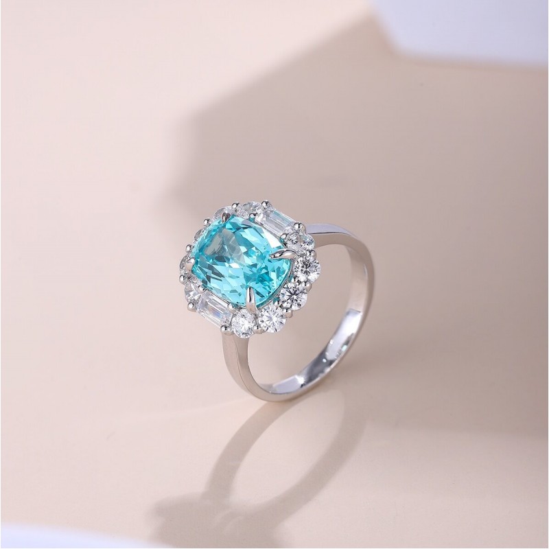 Ruif Jewelry Classic Design S925 Silver 5.93ct Lab Paraiba Ring Wedding Bands Ruif Jewelry Classic Design S925 Silver 5.93ct Lab Paraiba Ring Wedding Bands