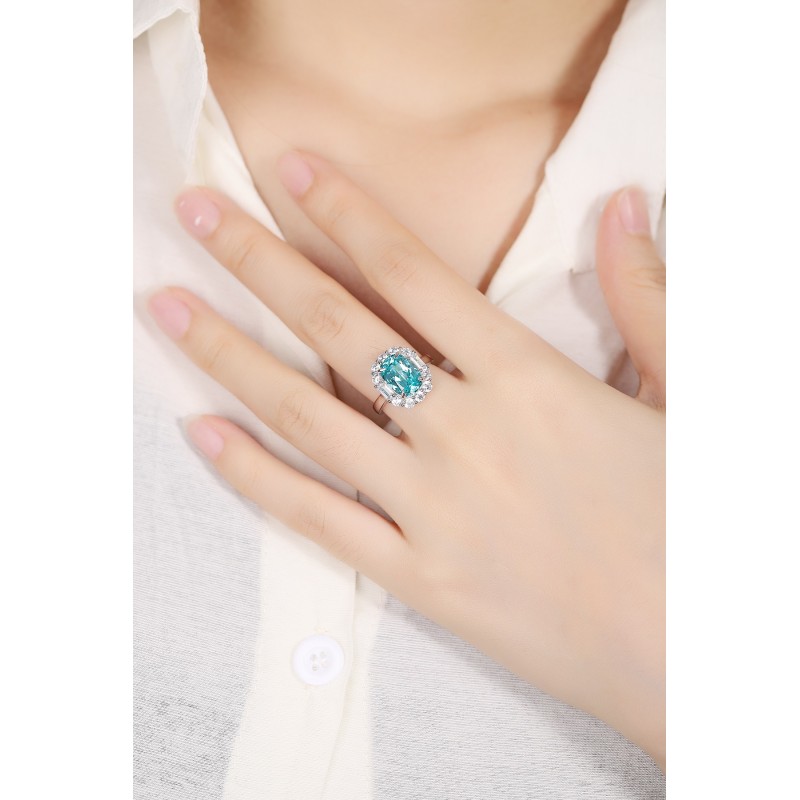 Ruif Jewelry Classic Design S925 Silver 5.93ct Lab Paraiba Ring Wedding Bands Ruif Jewelry Classic Design S925 Silver 5.93ct Lab Paraiba Ring Wedding Bands