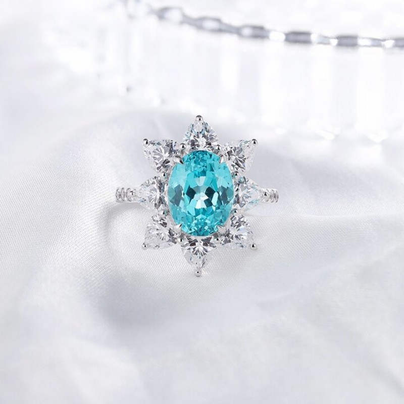 Ruif Jewelry Classic Design S925 Silver Oval Shape 3.8ct Lab Paraiba Ring Wedding Bands Ruif Jewelry Classic Design S925 Silver Oval Shape 3.8ct Lab Paraiba Ring Wedding Bands