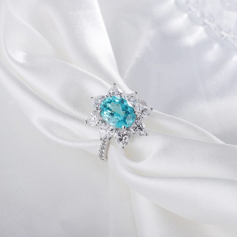 Ruif Jewelry Classic Design S925 Silver Oval Shape 3.8ct Lab Paraiba Ring Wedding Bands Ruif Jewelry Classic Design S925 Silver Oval Shape 3.8ct Lab Paraiba Ring Wedding Bands