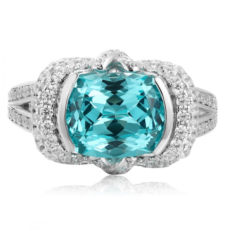 Ruif Jewelry Classic Design S925 Silver 5.39ct Lab Paraiba Ring Wedding Bands Ruif Jewelry Classic Design S925 Silver 5.39ct Lab Paraiba Ring Wedding Bands