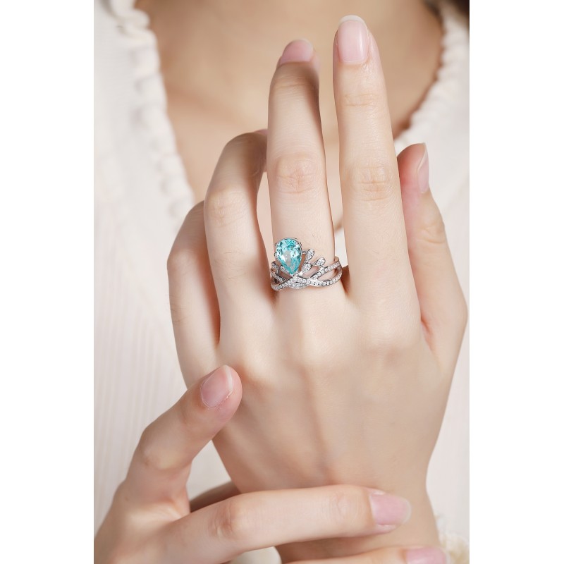 Ruif Jewelry Classic Design S925 Silver 4.75ct Lab Paraiba Ring 9mm Crush Ice Cut Wedding Bands Ruif Jewelry Classic Design S925 Silver 4.75ct Lab Paraiba Ring 9mm Crush Ice Cut Wedding Bands