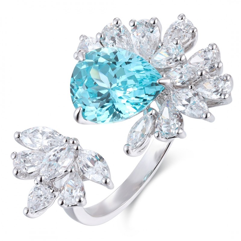 Ruif Jewelry Classic Design S925 Silver 6.39ct Lab Paraiba Ring Wedding Bands Ruif Jewelry Classic Design S925 Silver 6.39ct Lab Paraiba Ring Wedding Bands