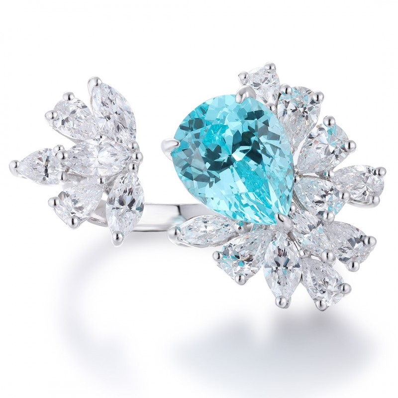 Ruif Jewelry Classic Design S925 Silver 6.39ct Lab Paraiba Ring Wedding Bands Ruif Jewelry Classic Design S925 Silver 6.39ct Lab Paraiba Ring Wedding Bands