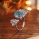 Ruif Jewelry Classic Design S925 Silver 6.39ct Lab Paraiba Ring Wedding Bands Ruif Jewelry Classic Design S925 Silver 6.39ct Lab Paraiba Ring Wedding Bands
