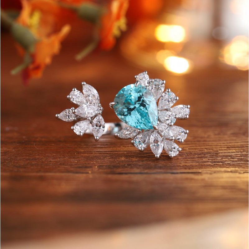 Ruif Jewelry Classic Design S925 Silver 6.39ct Lab Paraiba Ring Wedding Bands Ruif Jewelry Classic Design S925 Silver 6.39ct Lab Paraiba Ring Wedding Bands