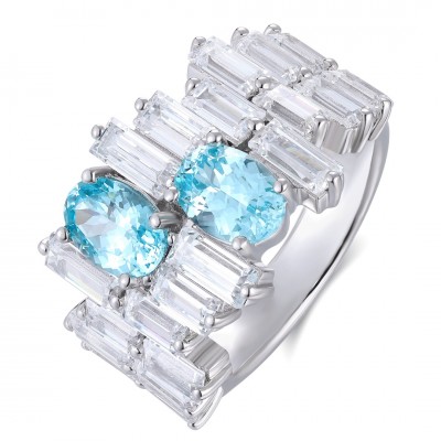 Ruif Jewelry Classic Design S925 Silver 2.6ct Lab Paraiba Ring Wedding Bands