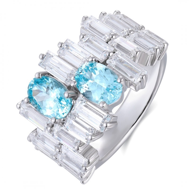Ruif Jewelry Classic Design S925 Silver 2.6ct Lab Paraiba Ring Wedding Bands Ruif Jewelry Classic Design S925 Silver 2.6ct Lab Paraiba Ring Wedding Bands