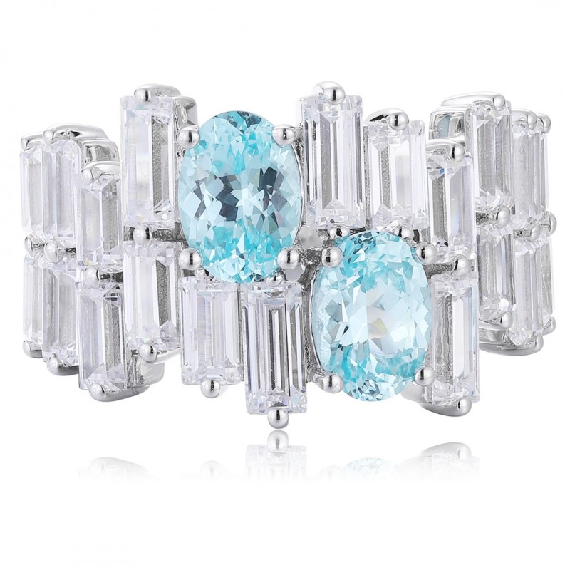 Ruif Jewelry Classic Design S925 Silver 2.6ct Lab Paraiba Ring Wedding Bands Ruif Jewelry Classic Design S925 Silver 2.6ct Lab Paraiba Ring Wedding Bands