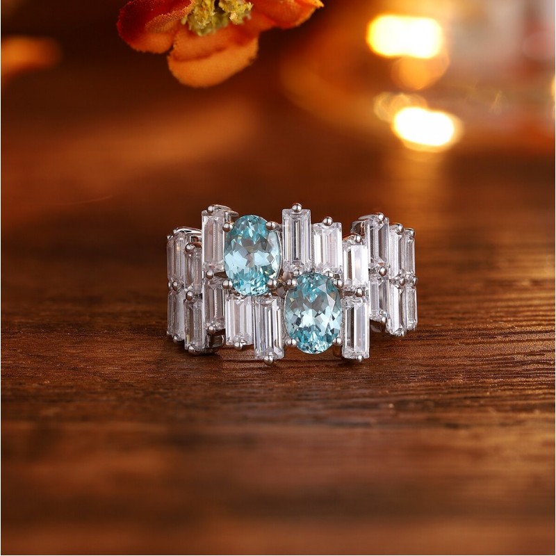 Ruif Jewelry Classic Design S925 Silver 2.6ct Lab Paraiba Ring Wedding Bands Ruif Jewelry Classic Design S925 Silver 2.6ct Lab Paraiba Ring Wedding Bands