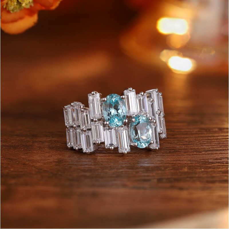 Ruif Jewelry Classic Design S925 Silver 2.6ct Lab Paraiba Ring Wedding Bands Ruif Jewelry Classic Design S925 Silver 2.6ct Lab Paraiba Ring Wedding Bands