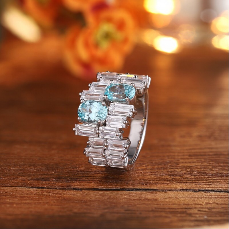 Ruif Jewelry Classic Design S925 Silver 2.6ct Lab Paraiba Ring Wedding Bands Ruif Jewelry Classic Design S925 Silver 2.6ct Lab Paraiba Ring Wedding Bands