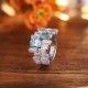 Ruif Jewelry Classic Design S925 Silver 2.6ct Lab Paraiba Ring Wedding Bands Ruif Jewelry Classic Design S925 Silver 2.6ct Lab Paraiba Ring Wedding Bands