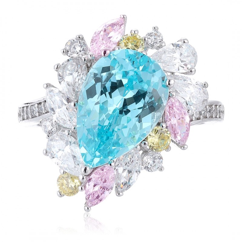 Ruif Jewelry Classic Design S925 Silver 5.53ct Lab Paraiba Ring Wedding Bands Ruif Jewelry Classic Design S925 Silver 5.53ct Lab Paraiba Ring Wedding Bands