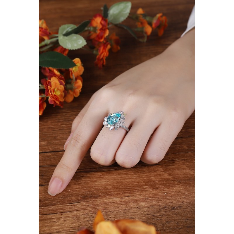 Ruif Jewelry Classic Design S925 Silver 5.53ct Lab Paraiba Ring Wedding Bands Ruif Jewelry Classic Design S925 Silver 5.53ct Lab Paraiba Ring Wedding Bands
