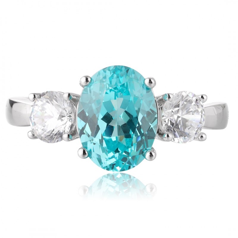 Ruif Jewelry Classic Design S925 Silver 4.22ct Lab Paraiba Ring Wedding Bands Ruif Jewelry Classic Design S925 Silver 4.22ct Lab Paraiba Ring Wedding Bands