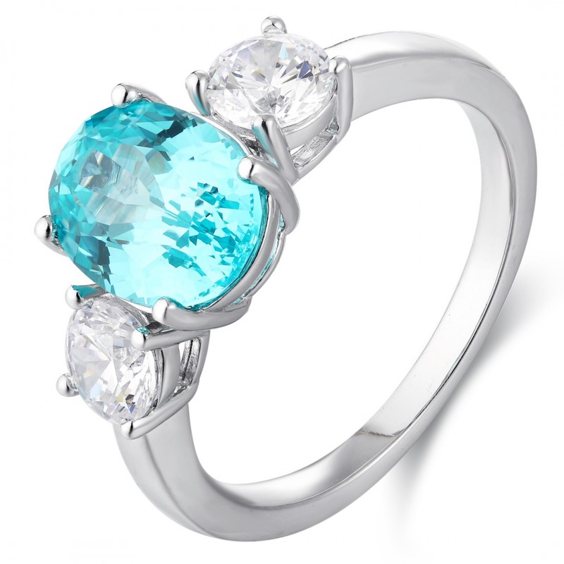 Ruif Jewelry Classic Design S925 Silver 4.22ct Lab Paraiba Ring Wedding Bands Ruif Jewelry Classic Design S925 Silver 4.22ct Lab Paraiba Ring Wedding Bands