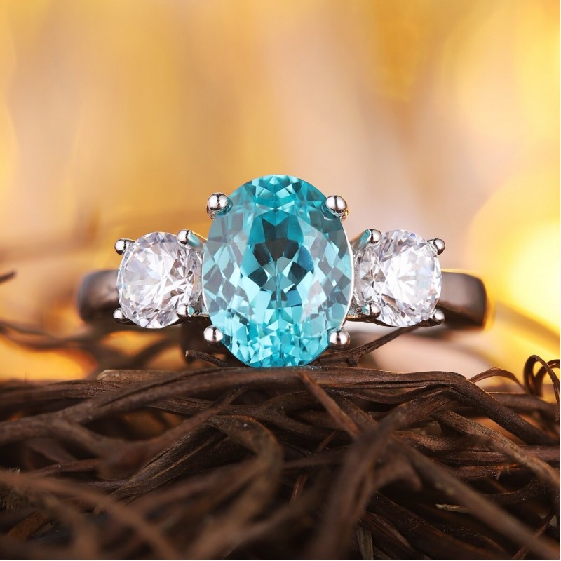 Ruif Jewelry Classic Design S925 Silver 4.22ct Lab Paraiba Ring Wedding Bands Ruif Jewelry Classic Design S925 Silver 4.22ct Lab Paraiba Ring Wedding Bands