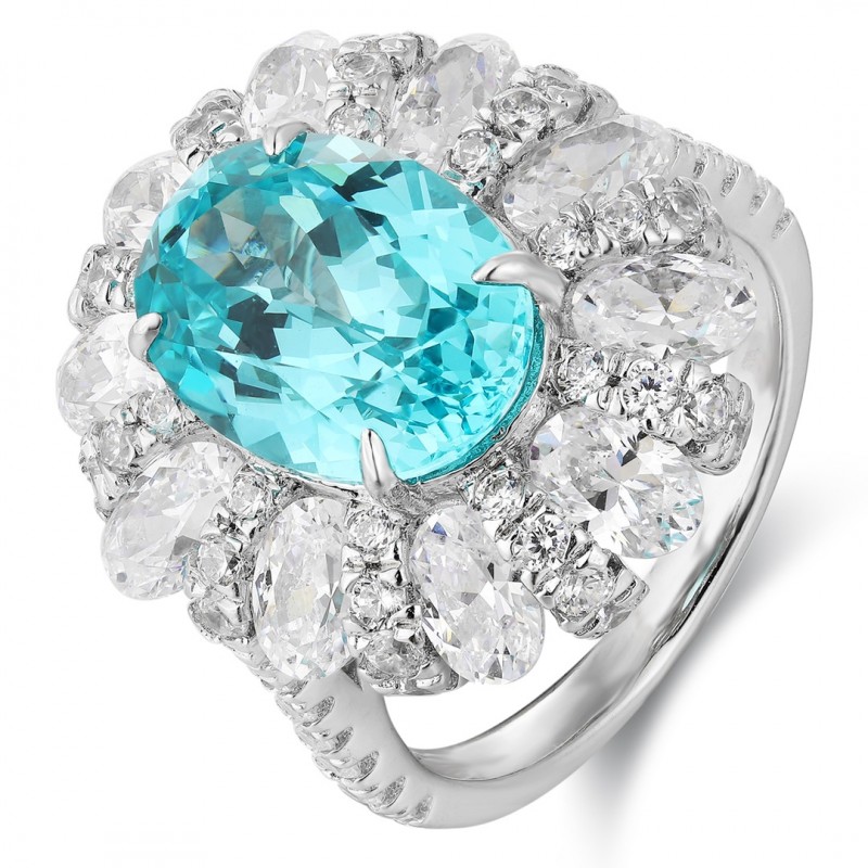 Ruif Jewelry Classic Design S925 Silver 7.66ct Lab Paraiba Ring Wedding Bands Ruif Jewelry Classic Design S925 Silver 7.66ct Lab Paraiba Ring Wedding Bands