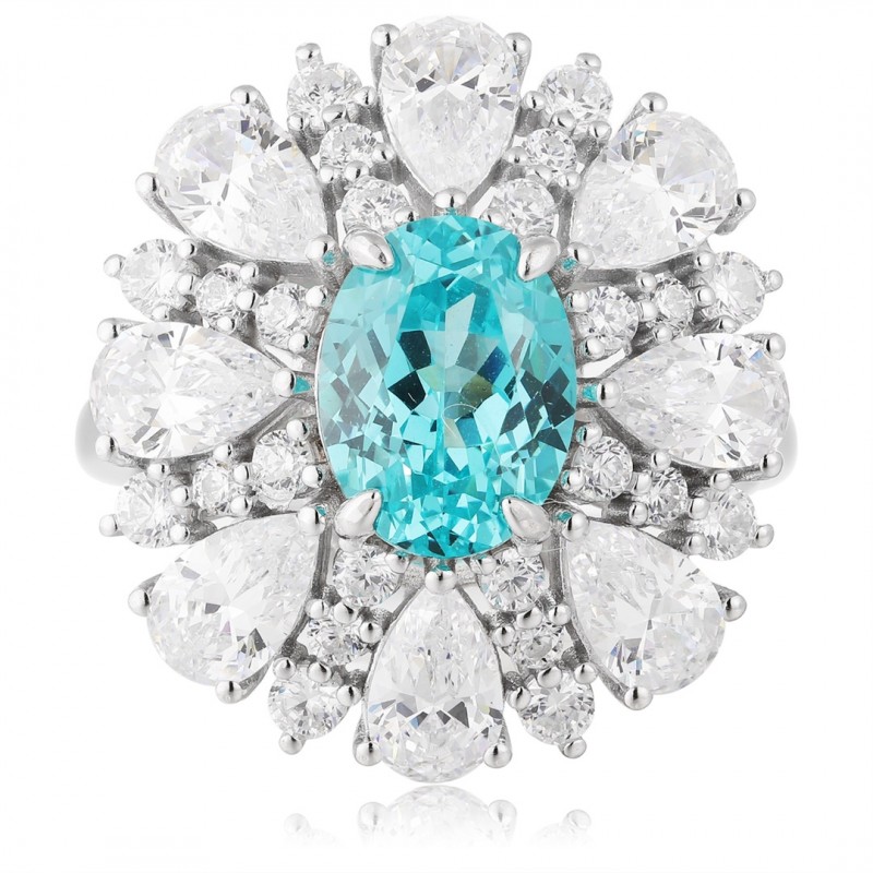 Ruif Jewelry Classic Design S925 Silver 4.2ct Lab Paraiba Ring Wedding Bands Ruif Jewelry Classic Design S925 Silver 4.2ct Lab Paraiba Ring Wedding Bands