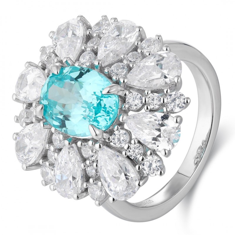Ruif Jewelry Classic Design S925 Silver 4.2ct Lab Paraiba Ring Wedding Bands Ruif Jewelry Classic Design S925 Silver 4.2ct Lab Paraiba Ring Wedding Bands
