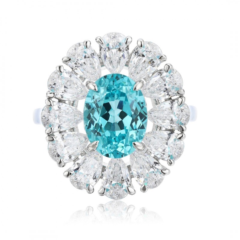 Ruif Jewelry Classic Design S925 Silver 4.24ct Lab Paraiba Ring Wedding Bands Ruif Jewelry Classic Design S925 Silver 4.24ct Lab Paraiba Ring Wedding Bands