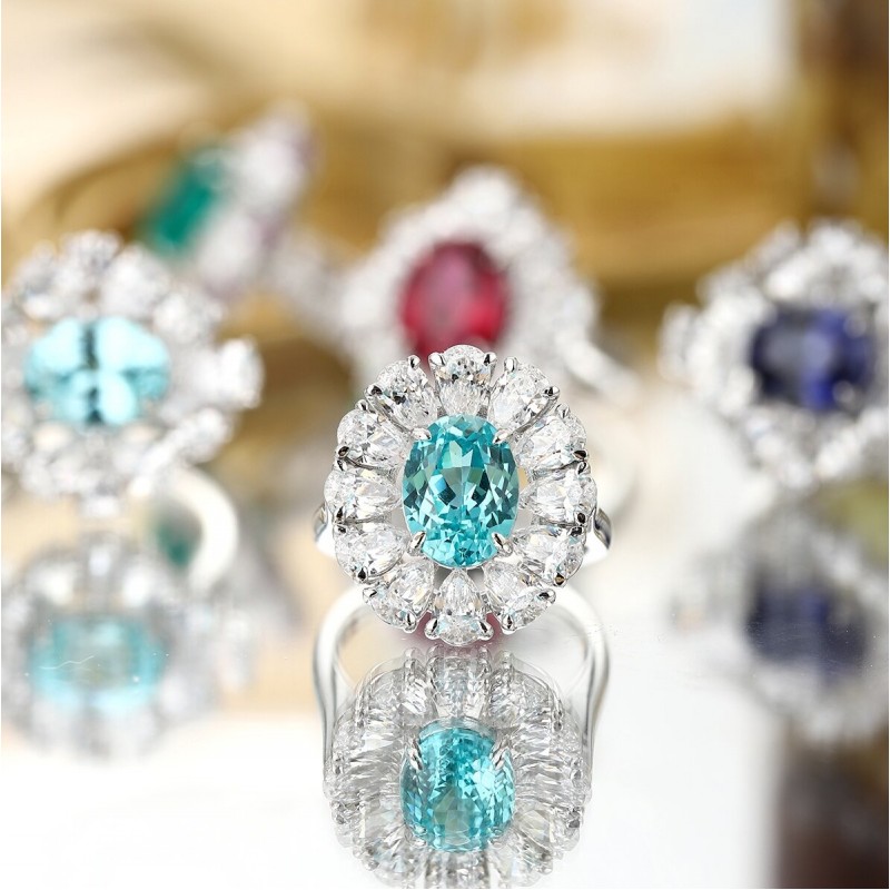 Ruif Jewelry Classic Design S925 Silver 4.24ct Lab Paraiba Ring Wedding Bands Ruif Jewelry Classic Design S925 Silver 4.24ct Lab Paraiba Ring Wedding Bands