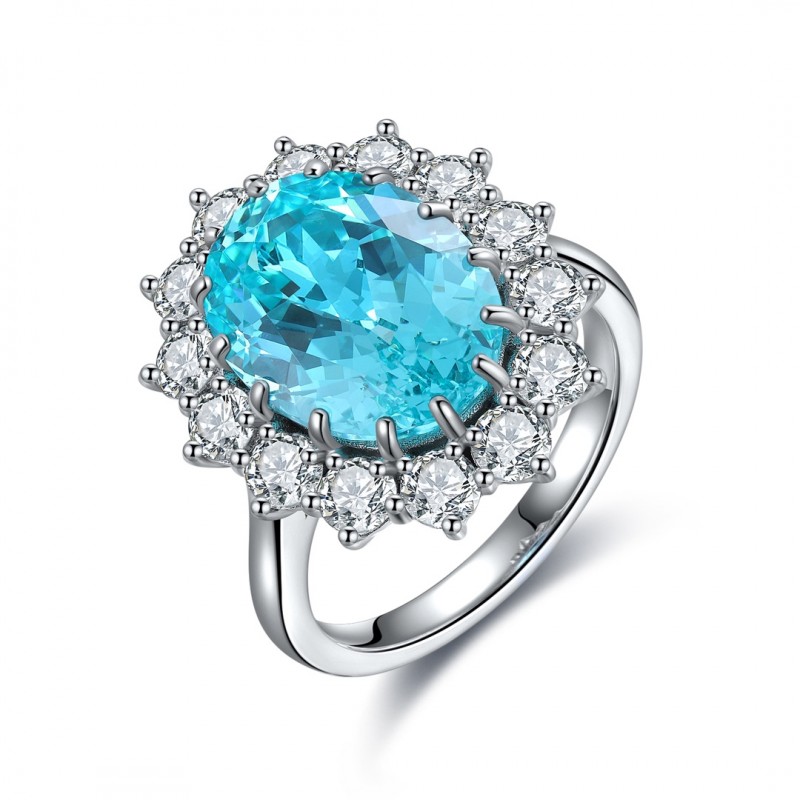 Ruif Jewelry Classic Design S925 Silver 9.154ct Lab Paraiba Ring Wedding Bands Ruif Jewelry Classic Design S925 Silver 9.154ct Lab Paraiba Ring Wedding Bands