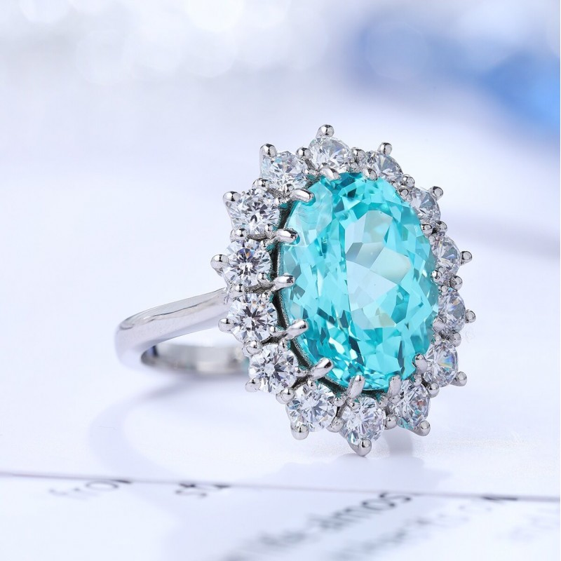 Ruif Jewelry Classic Design S925 Silver 9.154ct Lab Paraiba Ring Wedding Bands