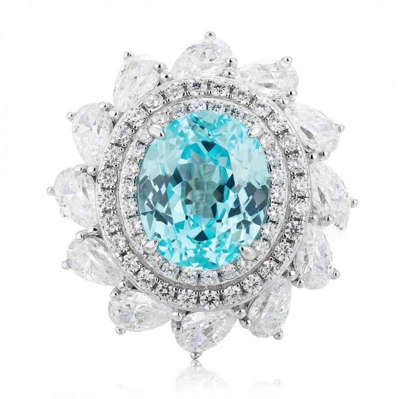 Ruif Jewelry Classic Design S925 Silver 6.715ct Lab Paraiba Ring Wedding Bands Ruif Jewelry Classic Design S925 Silver 6.715ct Lab Paraiba Ring Wedding Bands