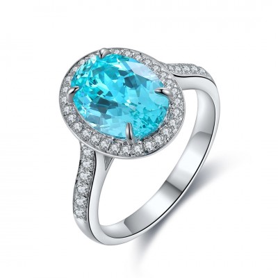Ruif Jewelry Classic Design S925 Silver 3.95ct Lab Paraiba Ring Wedding Bands
