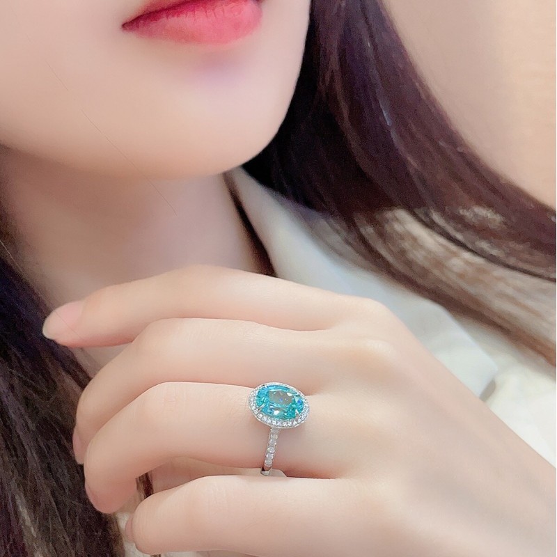 Ruif Jewelry Classic Design S925 Silver 3.95ct Lab Paraiba Ring Wedding Bands Ruif Jewelry Classic Design S925 Silver 3.95ct Lab Paraiba Ring Wedding Bands