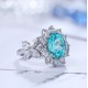 Ruif Jewelry Classic Design S925 Silver 5.714ct Lab Paraiba Ring Wedding Bands