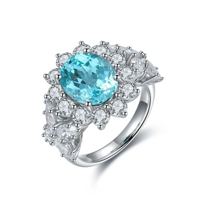 Ruif Jewelry Classic Design S925 Silver 5.714ct Lab Paraiba Ring Wedding Bands