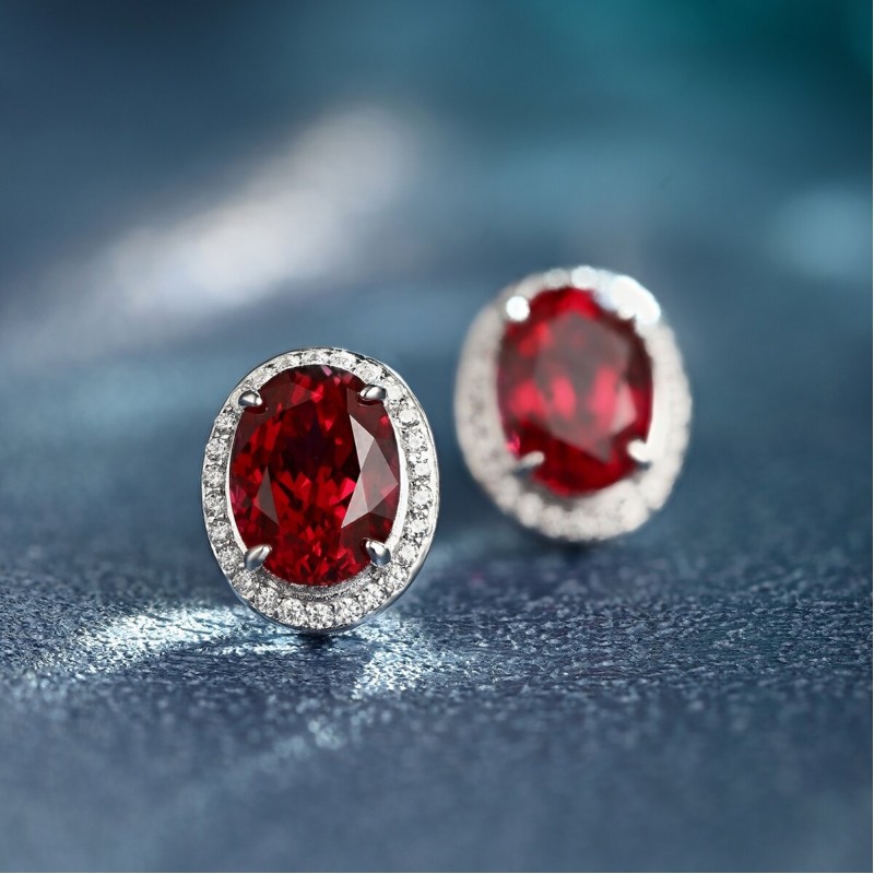 Ruif Jewelry Classic Design S925 Silver 3.48ct Lab Grown Ruby Earrings Gemstone Jewelry Ruif Jewelry Classic Design S925 Silver 3.48ct Lab Grown Ruby Earrings Gemstone Jewelry