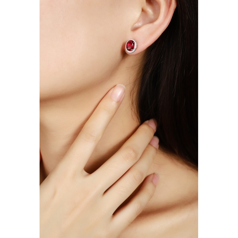Ruif Jewelry Classic Design S925 Silver 3.48ct Lab Grown Ruby Earrings Gemstone Jewelry Ruif Jewelry Classic Design S925 Silver 3.48ct Lab Grown Ruby Earrings Gemstone Jewelry
