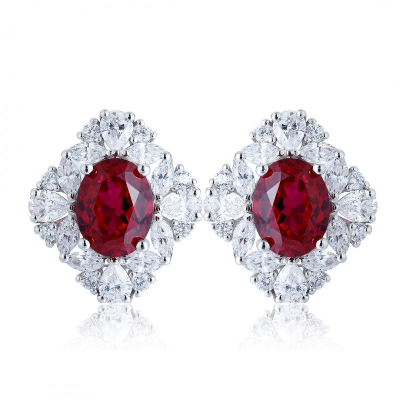 Ruif Jewelry Classic Design S925 Silver 5.195ct Lab Grown Ruby Earrings Gemstone Jewelry Ruif Jewelry Classic Design S925 Silver 5.195ct Lab Grown Ruby Earrings Gemstone Jewelry