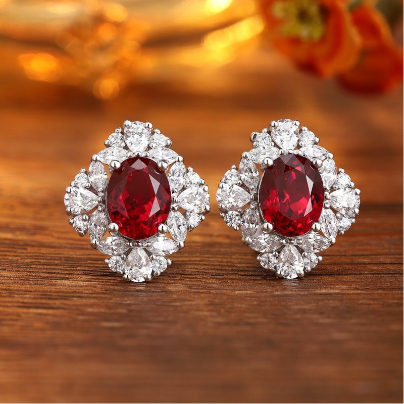 Ruif Jewelry Classic Design S925 Silver 5.195ct Lab Grown Ruby Earrings Gemstone Jewelry Ruif Jewelry Classic Design S925 Silver 5.195ct Lab Grown Ruby Earrings Gemstone Jewelry