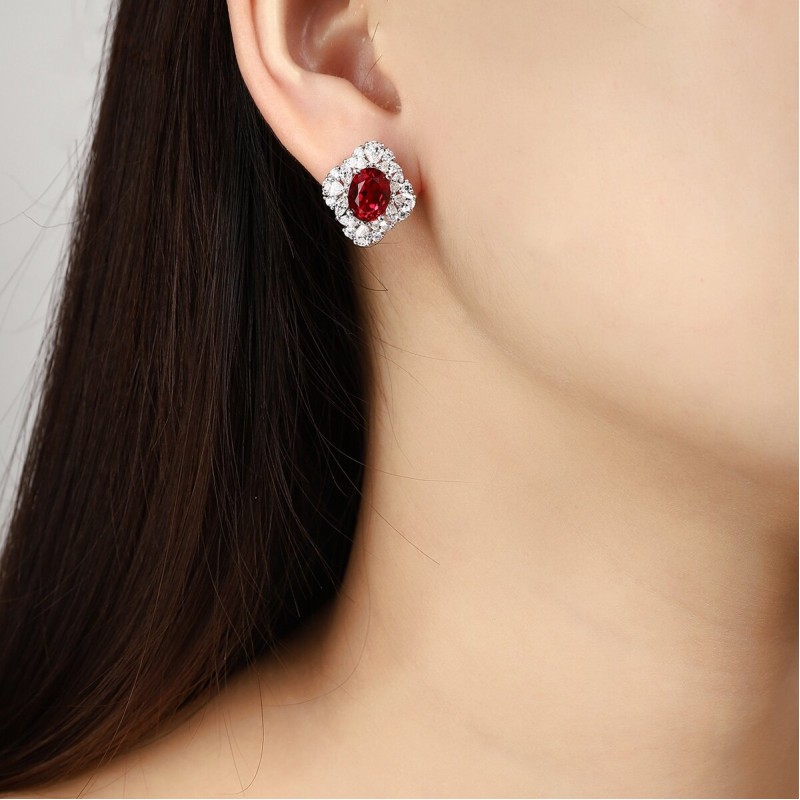 Ruif Jewelry Classic Design S925 Silver 5.195ct Lab Grown Ruby Earrings Gemstone Jewelry Ruif Jewelry Classic Design S925 Silver 5.195ct Lab Grown Ruby Earrings Gemstone Jewelry