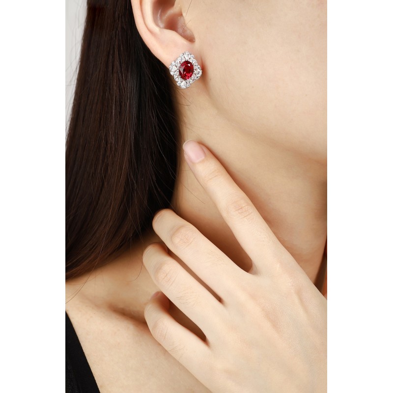 Ruif Jewelry Classic Design S925 Silver 5.195ct Lab Grown Ruby Earrings Gemstone Jewelry Ruif Jewelry Classic Design S925 Silver 5.195ct Lab Grown Ruby Earrings Gemstone Jewelry
