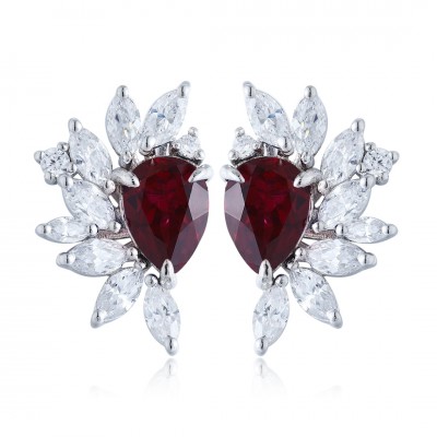 Ruif Jewelry Classic Design S925 Silver 1.7ct Lab Grown Ruby  Earrings Gemstone Jewelry
