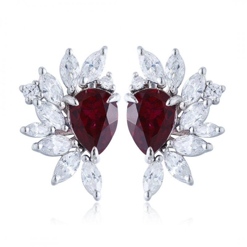 Ruif Jewelry Classic Design S925 Silver 1.7ct Lab Grown Ruby Earrings Gemstone Jewelry Ruif Jewelry Classic Design S925 Silver 1.7ct Lab Grown Ruby Earrings Gemstone Jewelry