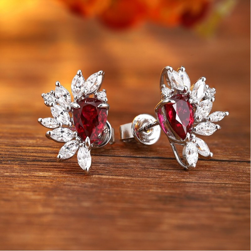 Ruif Jewelry Classic Design S925 Silver 1.7ct Lab Grown Ruby Earrings Gemstone Jewelry Ruif Jewelry Classic Design S925 Silver 1.7ct Lab Grown Ruby Earrings Gemstone Jewelry