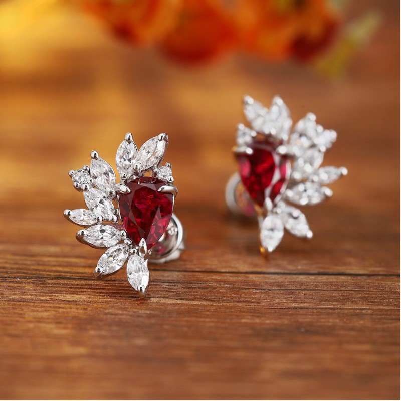 Ruif Jewelry Classic Design S925 Silver 1.7ct Lab Grown Ruby Earrings Gemstone Jewelry Ruif Jewelry Classic Design S925 Silver 1.7ct Lab Grown Ruby Earrings Gemstone Jewelry