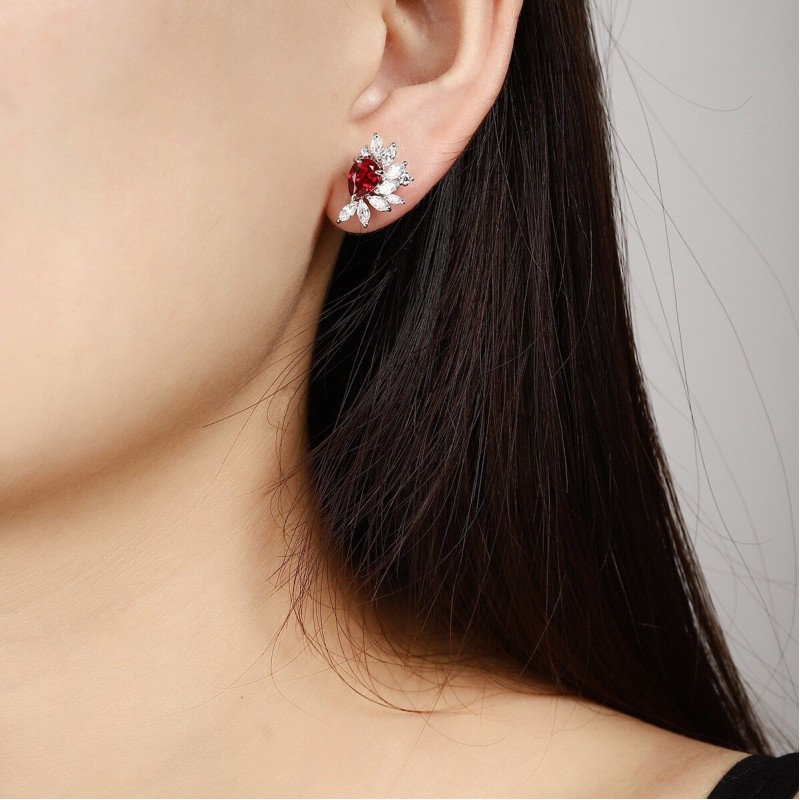 Ruif Jewelry Classic Design S925 Silver 1.7ct Lab Grown Ruby Earrings Gemstone Jewelry Ruif Jewelry Classic Design S925 Silver 1.7ct Lab Grown Ruby Earrings Gemstone Jewelry