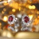 Ruif Jewelry Classic Design S925 Silver 3.35ct Lab Grown Ruby  Earrings Gemstone Jewelry