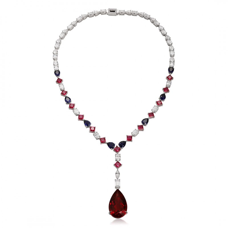 Ruif Jewelry Classic Design S925 Silver 55.25ct Synthetic Ruby Necklace Gemstone Jewelry Ruif Jewelry Classic Design S925 Silver 55.25ct Synthetic Ruby Necklace Gemstone Jewelry
