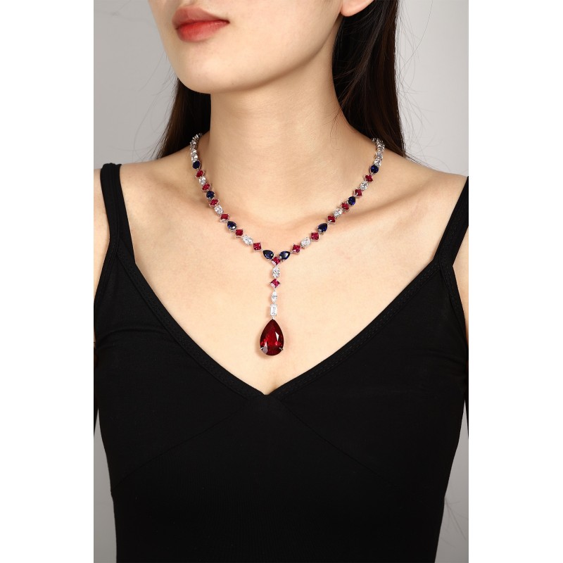 Ruif Jewelry Classic Design S925 Silver 55.25ct Synthetic Ruby Necklace Gemstone Jewelry Ruif Jewelry Classic Design S925 Silver 55.25ct Synthetic Ruby Necklace Gemstone Jewelry