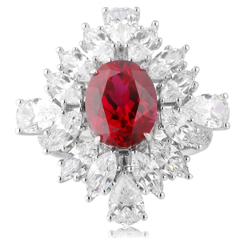 Ruif Jewelry Classic Design S925 Silver 3.8ct Lab Grown Ruby Ring Wedding Bands Ruif Jewelry Classic Design S925 Silver 3.8ct Lab Grown Ruby Ring Wedding Bands