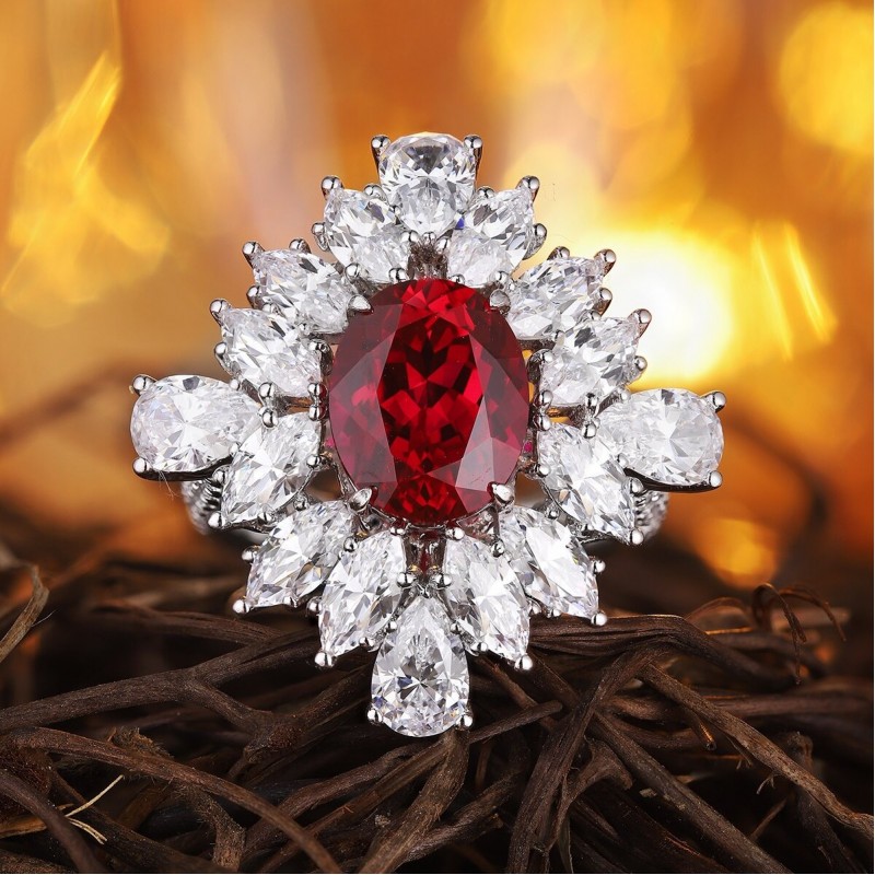 Ruif Jewelry Classic Design S925 Silver 3.8ct Lab Grown Ruby Ring Wedding Bands Ruif Jewelry Classic Design S925 Silver 3.8ct Lab Grown Ruby Ring Wedding Bands